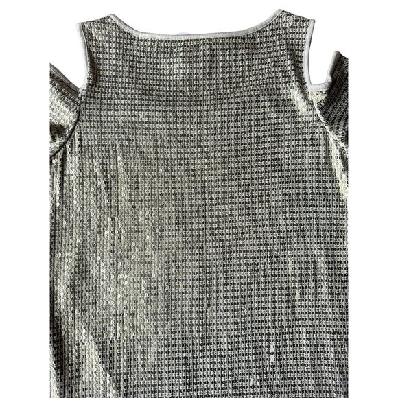 NWT Chicos Gold sequins Cold Shoulder short sleeved Dress size medium (1) - Picture 9 of 12